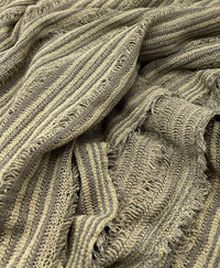 Khaki Grey Stripe Knitted Stretch Fabric - T9 Fabrics