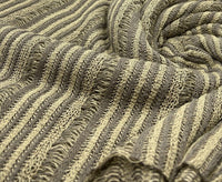 Khaki Grey Stripe Knitted Stretch Fabric - T9 Fabrics