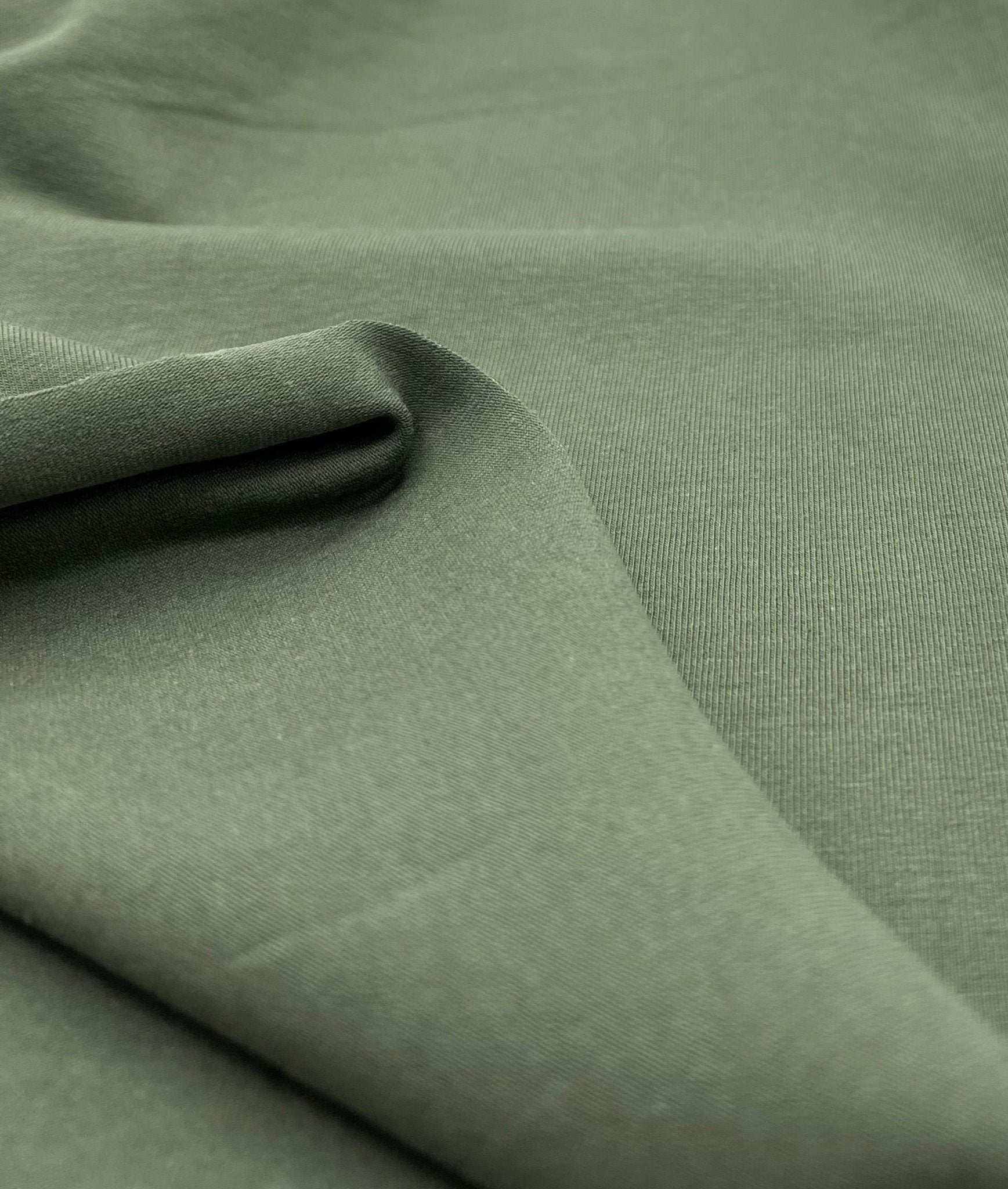 Khaki Plain Cotton Stretch Jersey 240 GSM 92/8 Lycra Jersey, 4 Way Stretch, Sold By Metre - T9 Fabrics