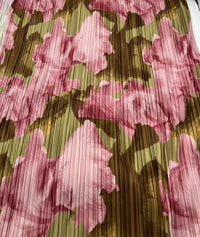 Khaki Rose Printed Plisse Fabric - T9 Fabrics