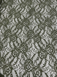 Khaki Scalloped Edge Floral Lace Fabric Stretch - T9 Fabrics