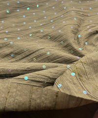 Khaki Sequin Crinkled Lightweight Non Stretch Woven Fabric - T9 Fabrics