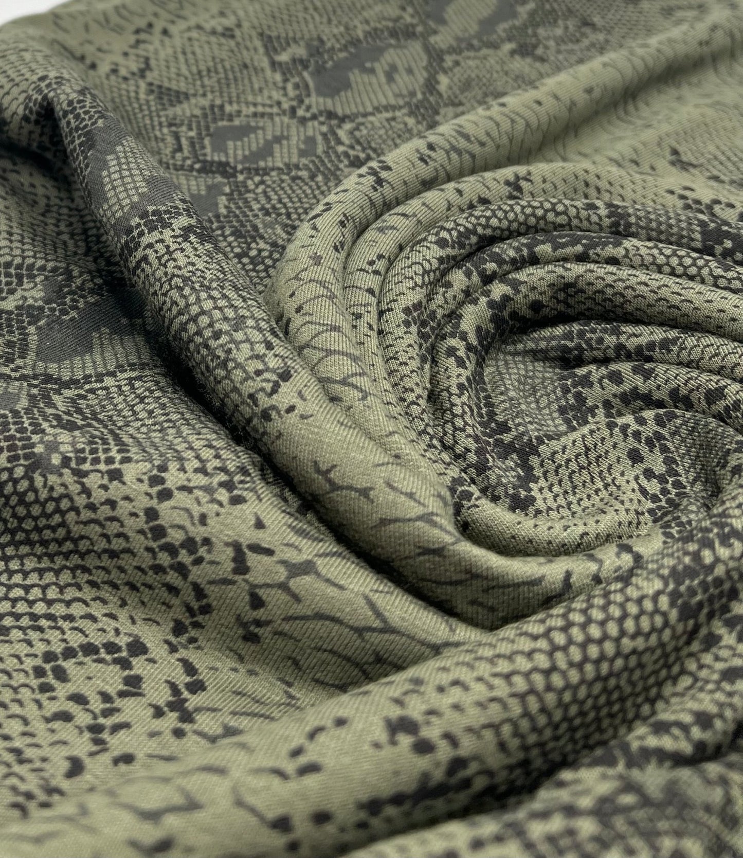 Khaki Snake Print Viscose Elastane Fabric - T9 Fabrics