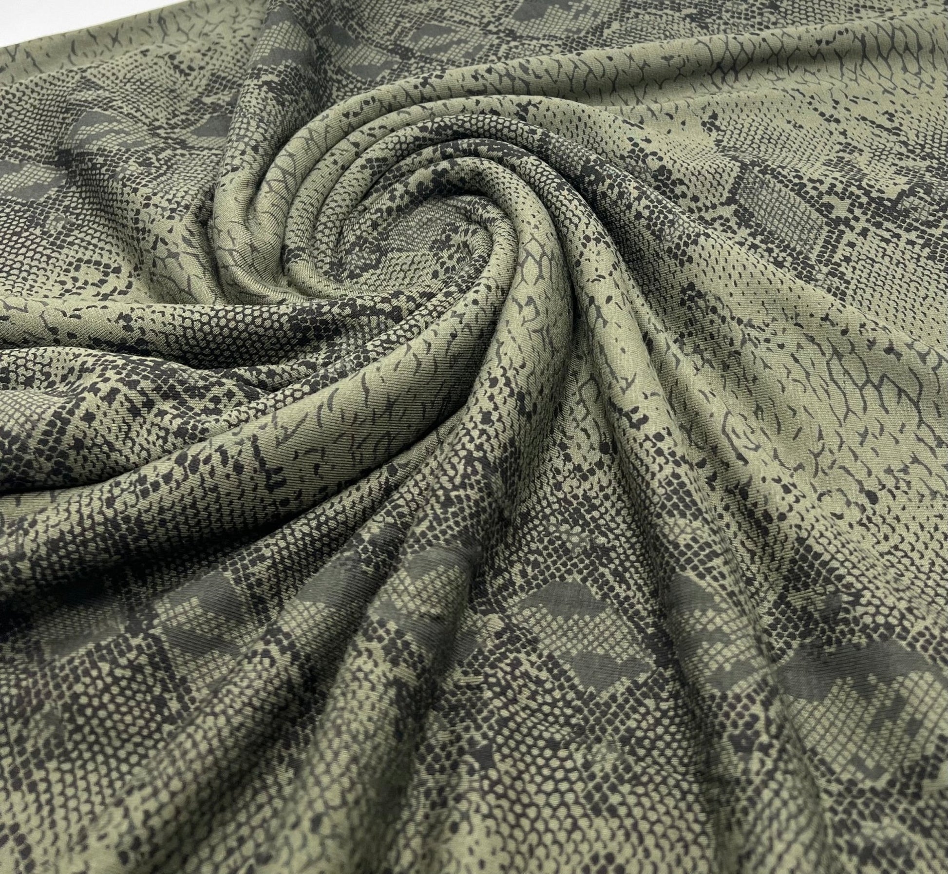 Khaki Snake Print Viscose Elastane Fabric - T9 Fabrics