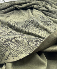 Khaki Snake Print Viscose Elastane Fabric - T9 Fabrics