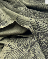 Khaki Snake Print Viscose Elastane Fabric - T9 Fabrics