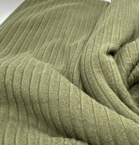 Khaki Soft Brushed 8x4 Wide Rib Stretch Fabric - T9 Fabrics