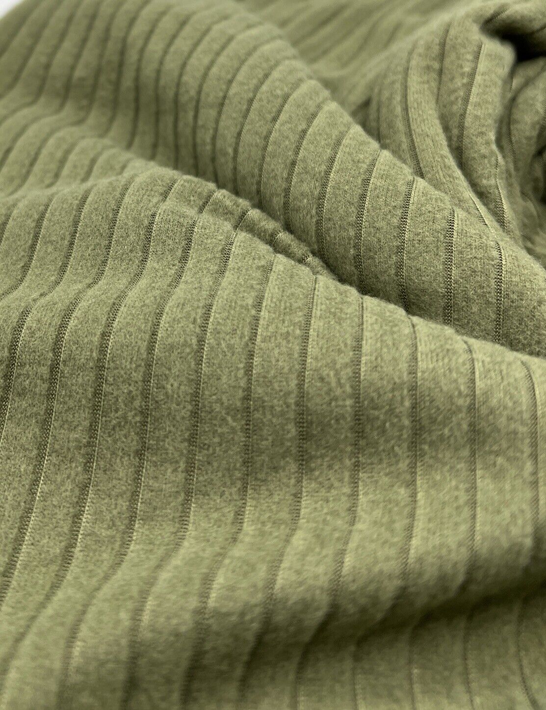 Khaki Soft Brushed 8x4 Wide Rib Stretch Fabric - T9 Fabrics