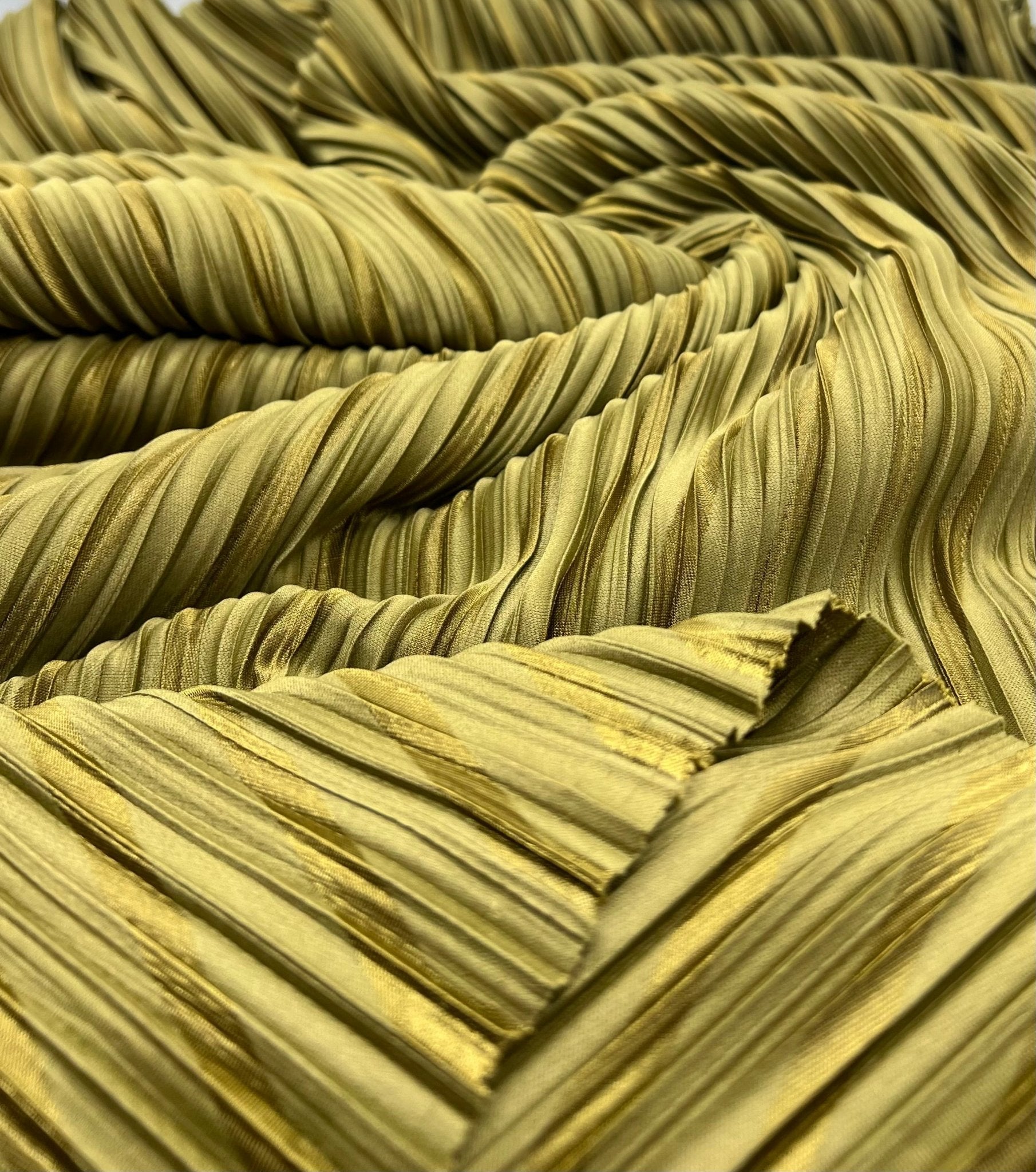 Khaki Stripe Spot Plisse Pleated Stretch Fabric - T9 Fabrics
