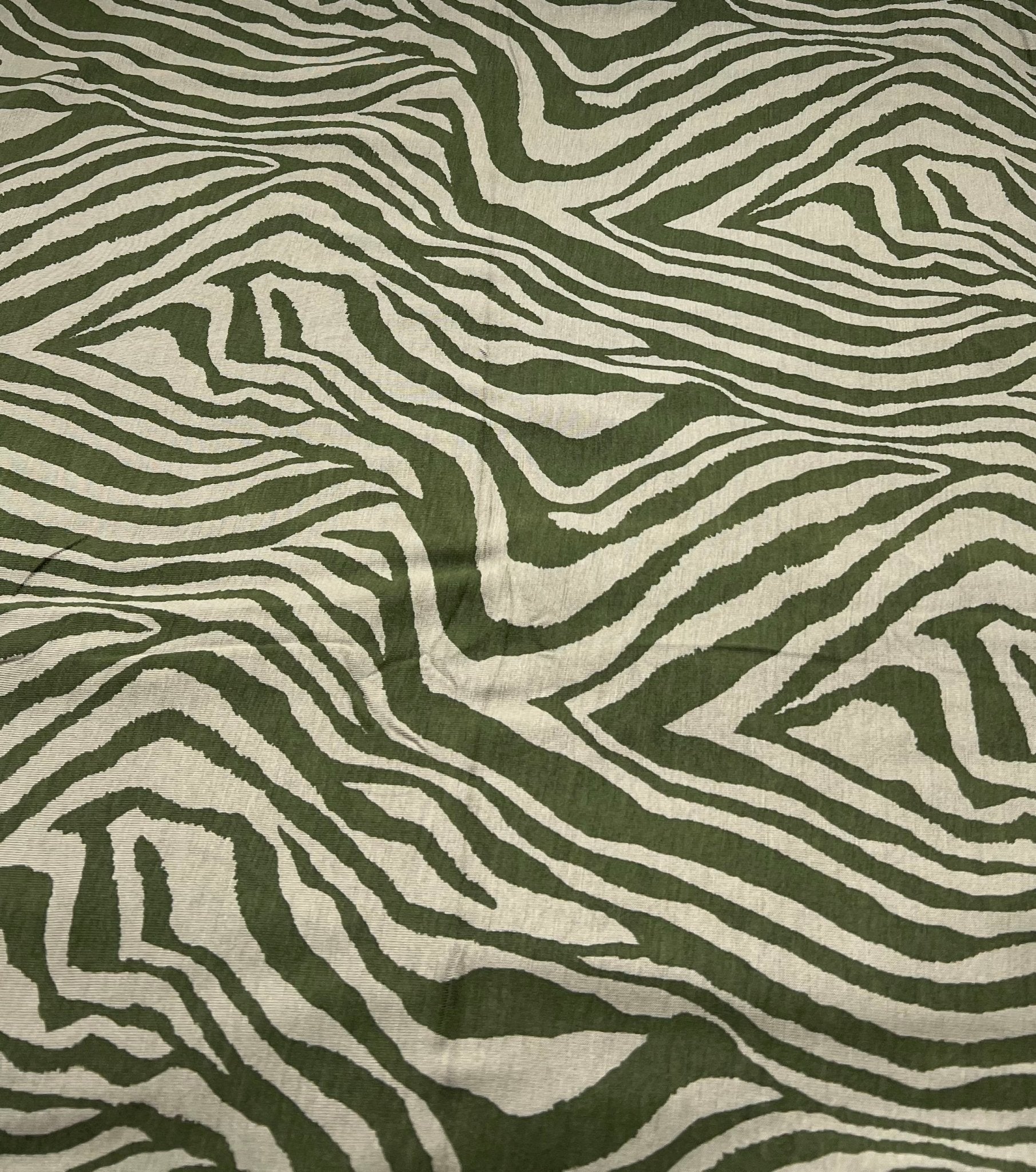 Khaki Zebra Print Black Viscose Elastane Fabric - T9 Fabrics