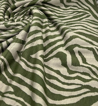 Khaki Zebra Print Black Viscose Elastane Fabric - T9 Fabrics