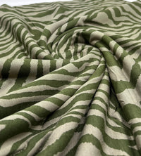 Khaki Zebra Print Black Viscose Elastane Fabric - T9 Fabrics