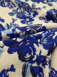 Large Blue Floral Print Viscose Elastane Fabric - T9 Fabrics