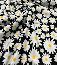 Large Daisy Print Viscose Elastane Fabric - T9 Fabrics