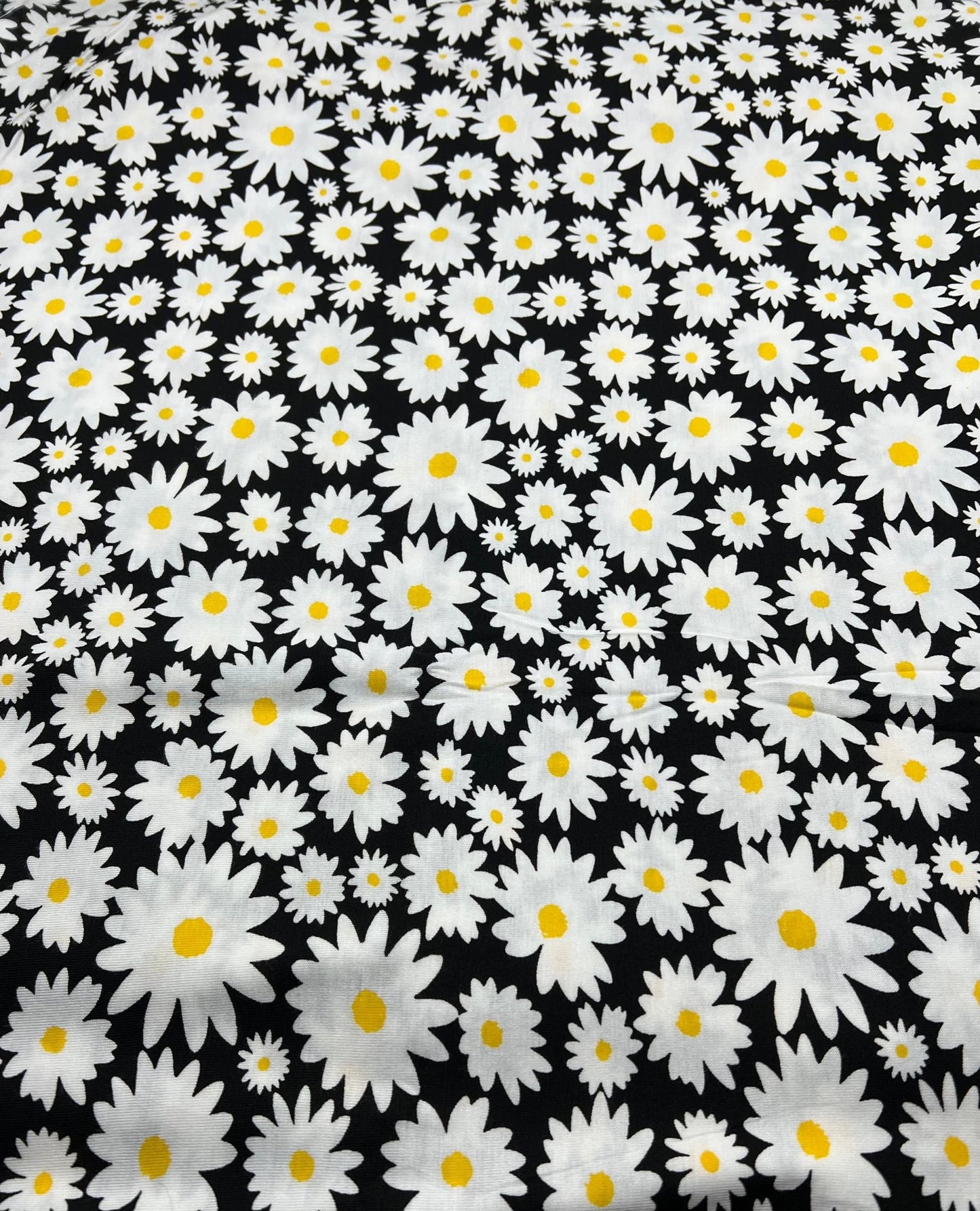 Large Daisy Print Viscose Elastane Fabric - T9 Fabrics