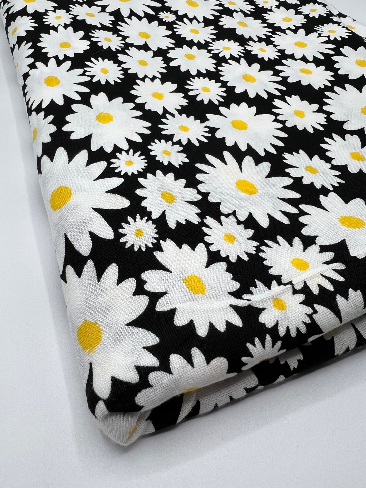 Large Daisy Print Viscose Elastane Fabric - T9 Fabrics