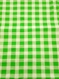 Large Green Gingham Print Viscose Elastane Fabric - T9 Fabrics