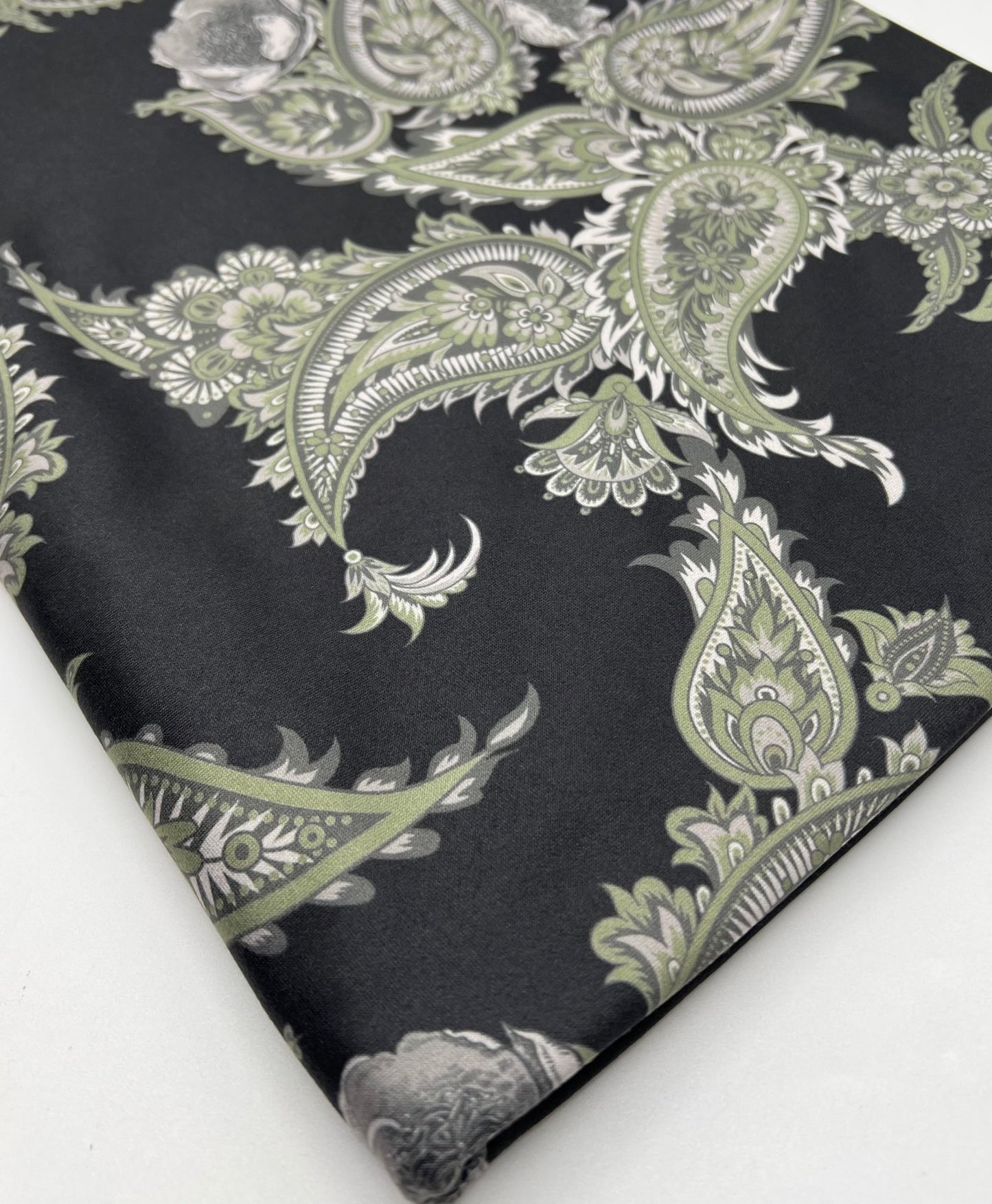 Large Khaki Paisley Super Soft Print Spun Poly Stretch Fabric - T9 Fabrics