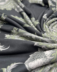 Large Khaki Paisley Super Soft Print Spun Poly Stretch Fabric - T9 Fabrics