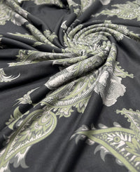 Large Khaki Paisley Super Soft Print Spun Poly Stretch Fabric - T9 Fabrics