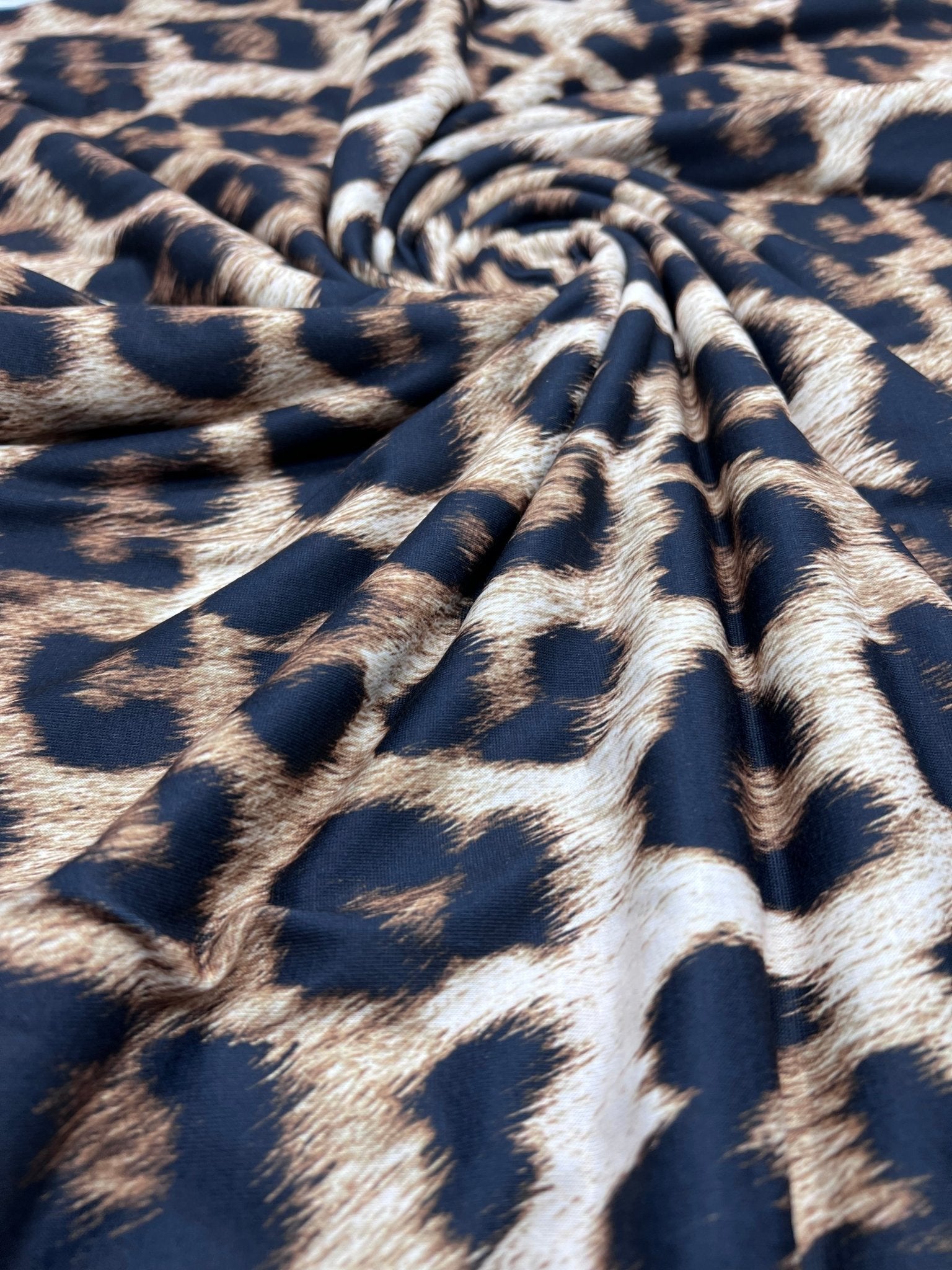 Large Leopard Print Spun Poly Stretch Fabric - T9 Fabrics