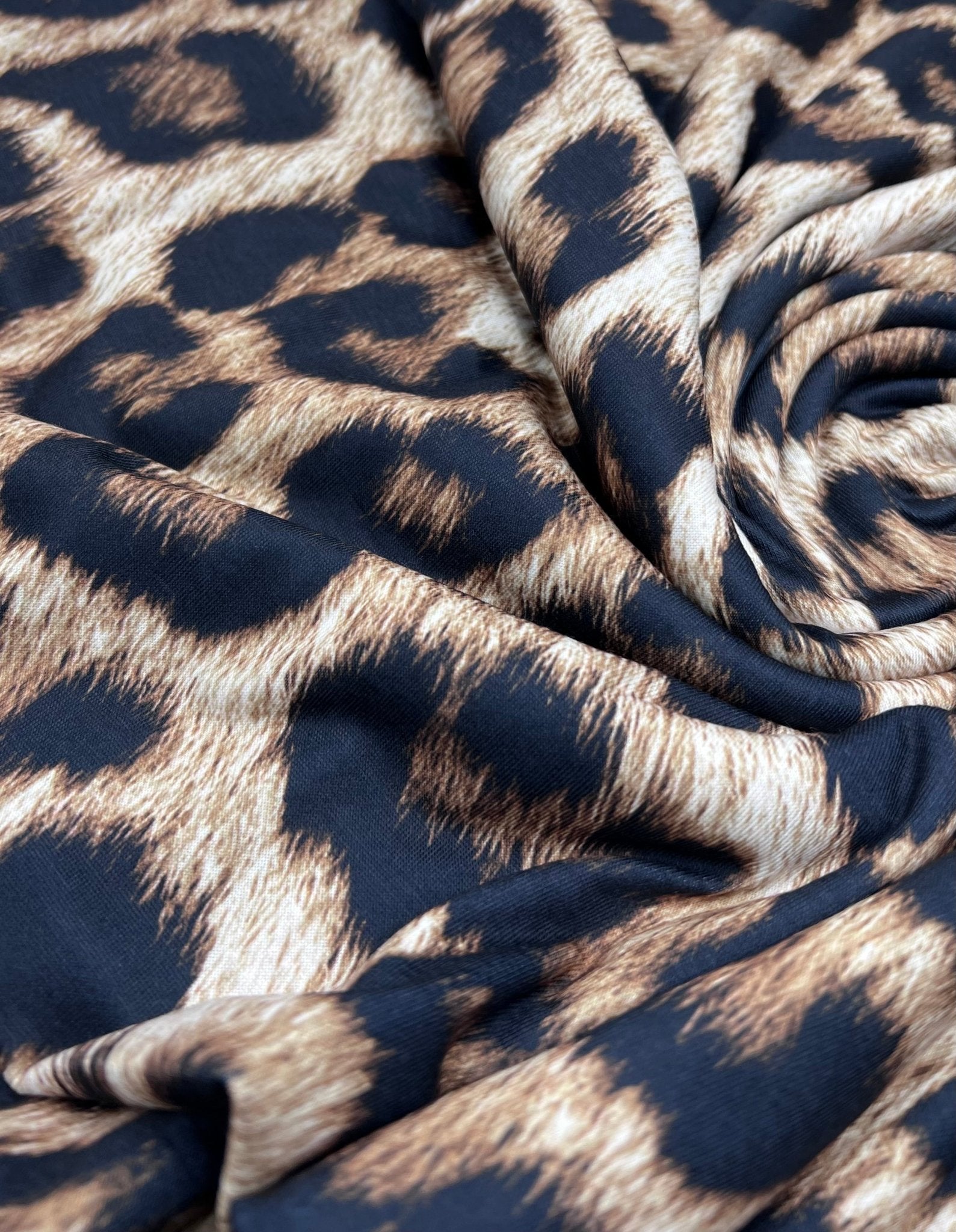 Large Leopard Print Spun Poly Stretch Fabric - T9 Fabrics