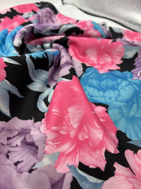 Large Multi Floral Printed Plain Scuba Fabric - T9 Fabrics