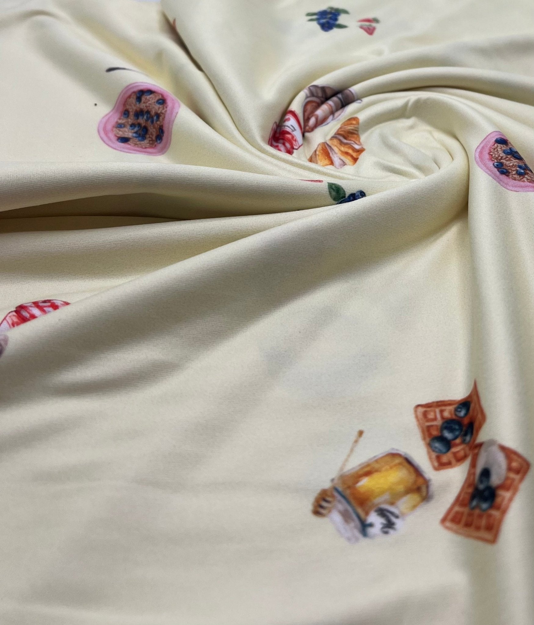 Lemon Breakfast Super Soft Print Spun Poly Stretch Fabric - T9 Fabrics