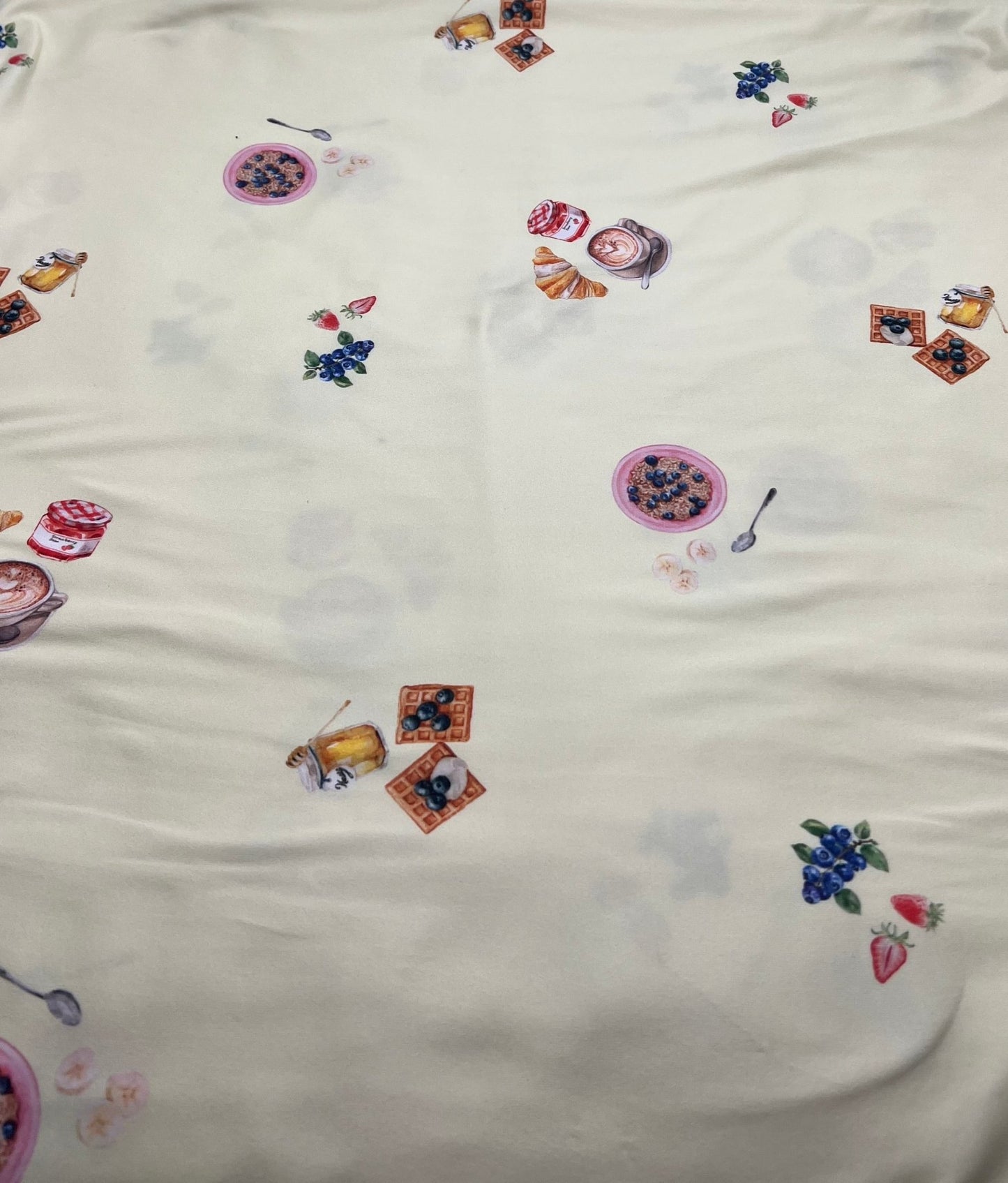 Lemon Breakfast Super Soft Print Spun Poly Stretch Fabric - T9 Fabrics