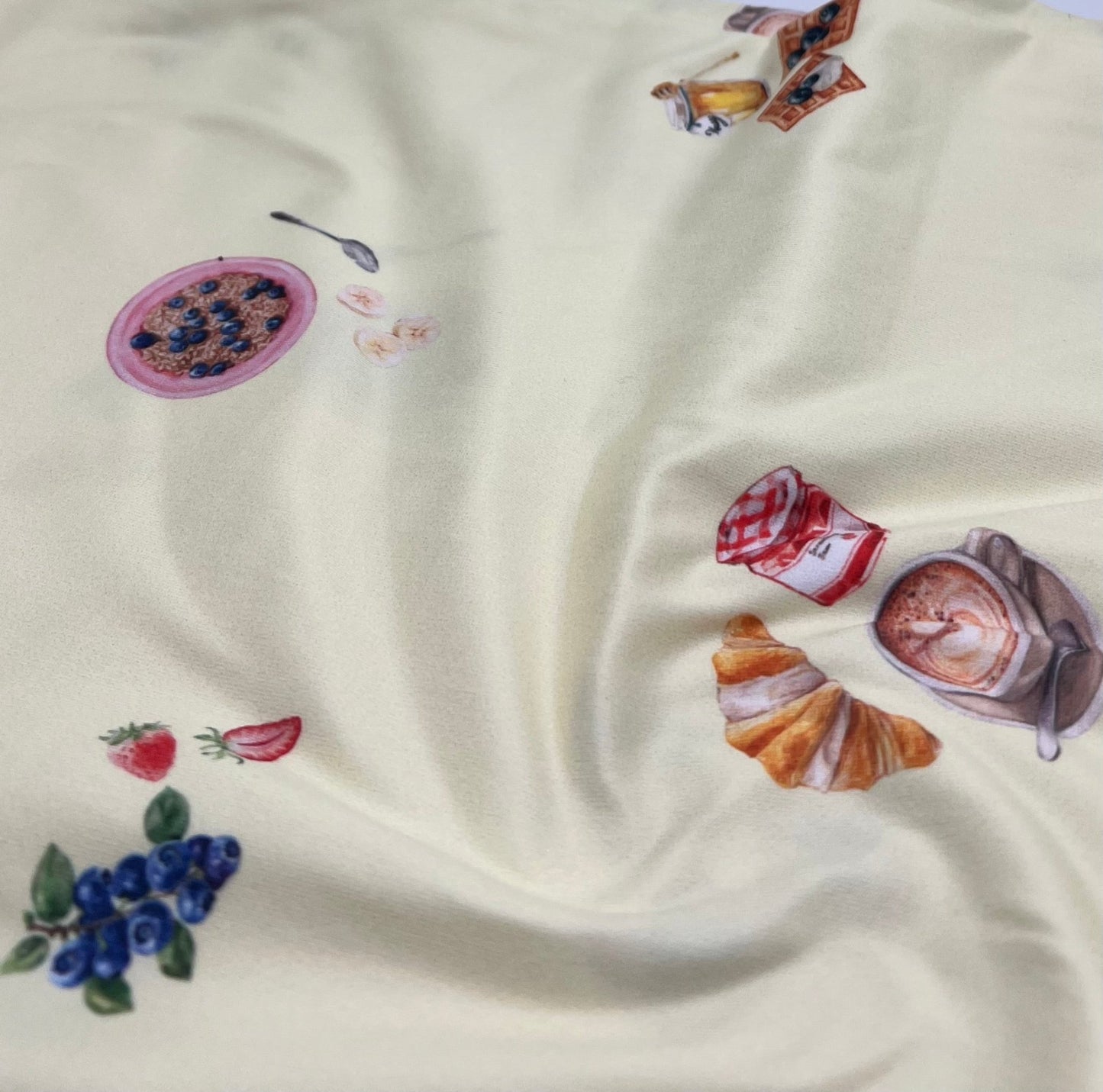 Lemon Breakfast Super Soft Print Spun Poly Stretch Fabric - T9 Fabrics