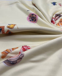 Lemon Breakfast Super Soft Print Spun Poly Stretch Fabric - T9 Fabrics