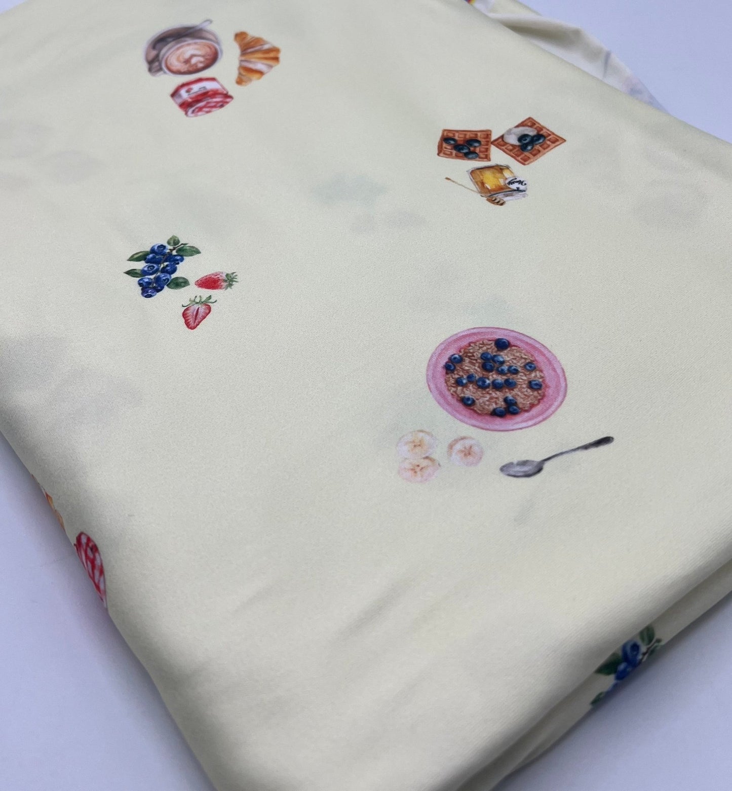 Lemon Breakfast Super Soft Print Spun Poly Stretch Fabric - T9 Fabrics