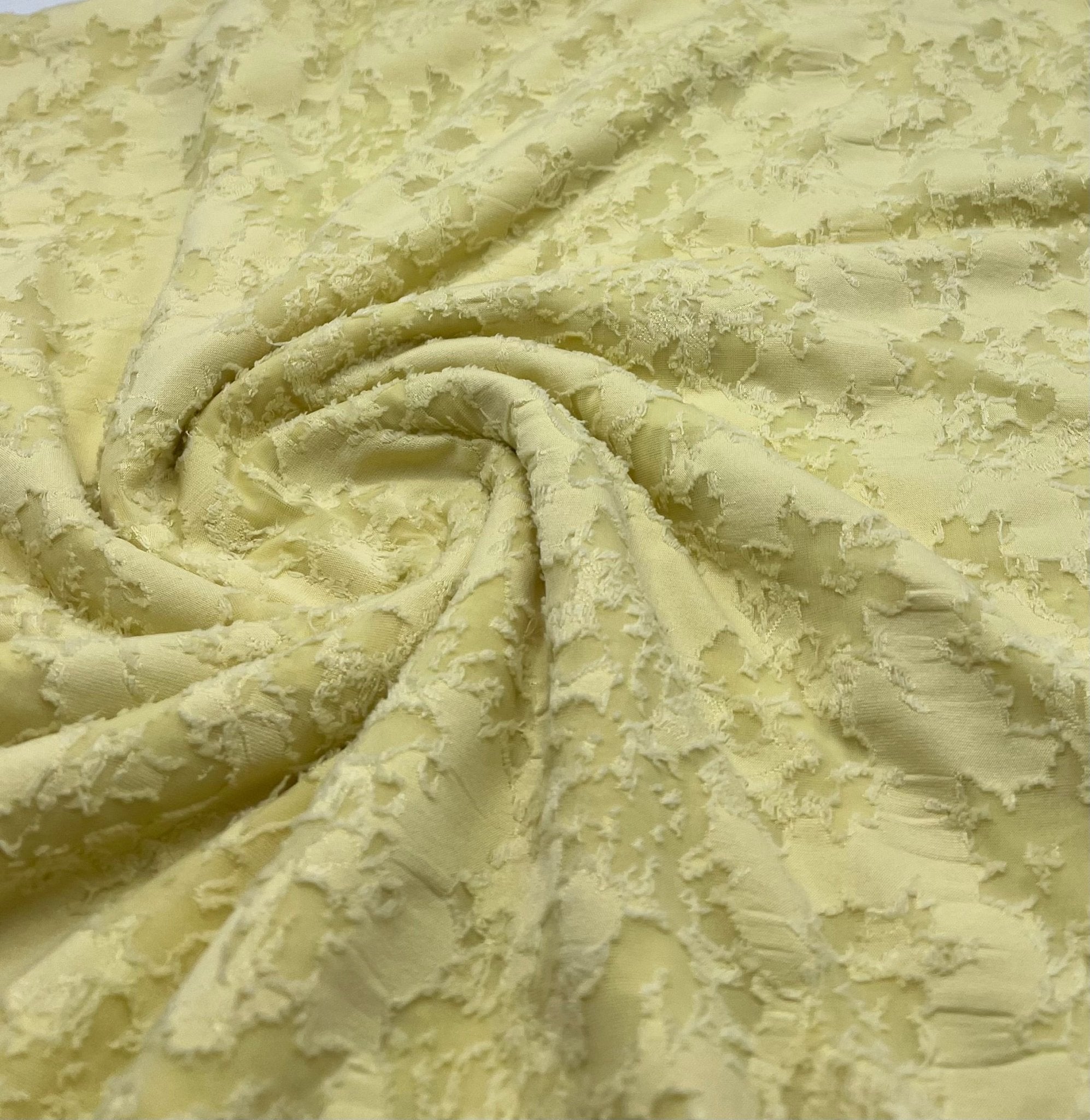 Lemon Burnout Textured Stretch Fabric 2 Way Stretch Fabric - T9 Fabrics