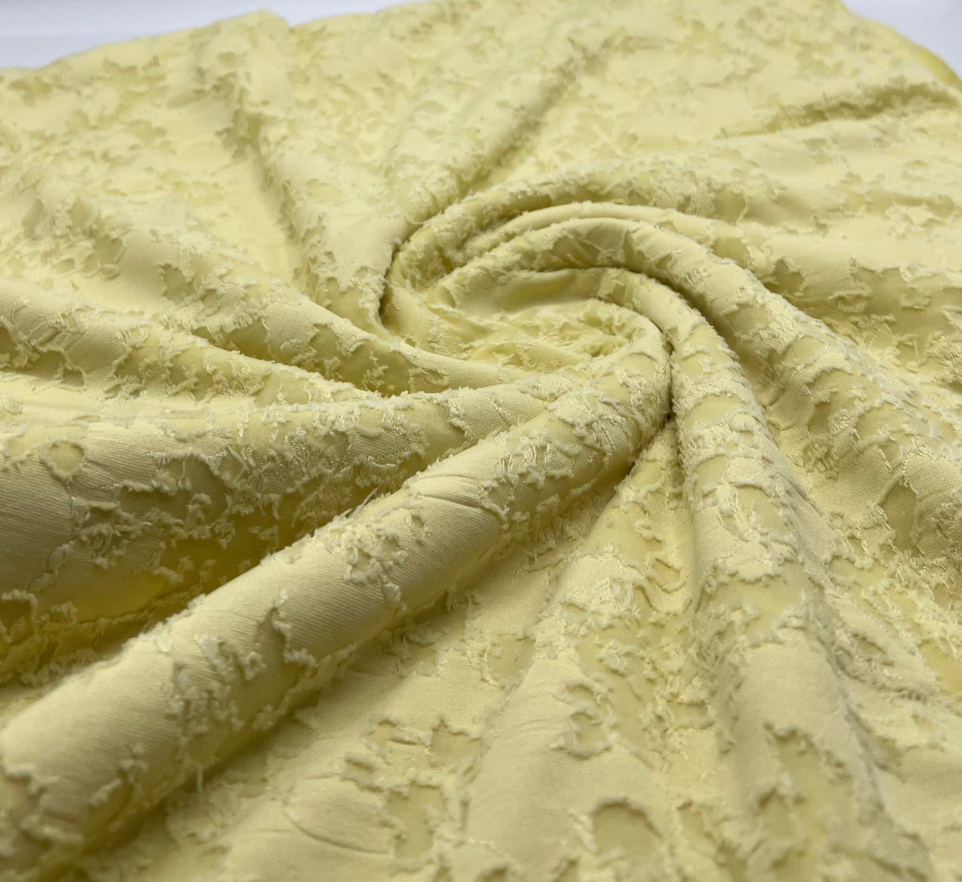 Lemon Burnout Textured Stretch Fabric 2 Way Stretch Fabric - T9 Fabrics