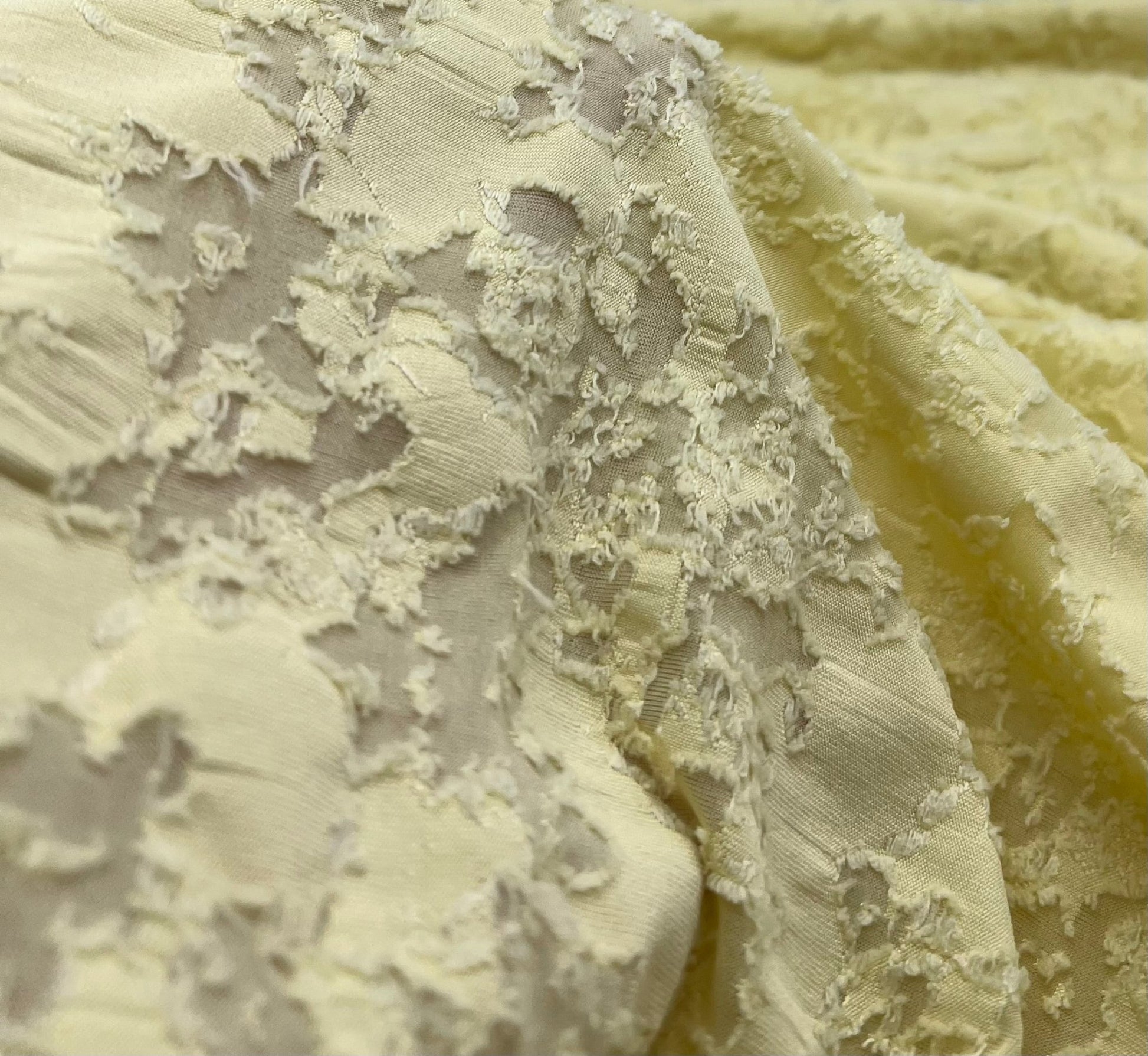 Lemon Burnout Textured Stretch Fabric 2 Way Stretch Fabric - T9 Fabrics