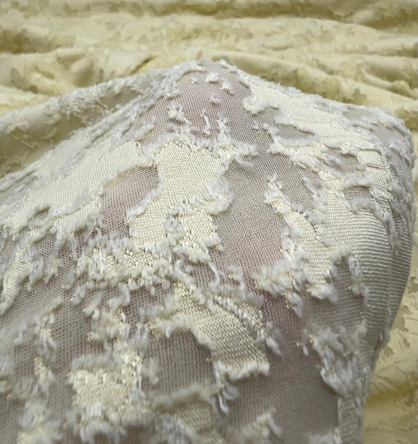 Lemon Burnout Textured Stretch Fabric 2 Way Stretch Fabric - T9 Fabrics