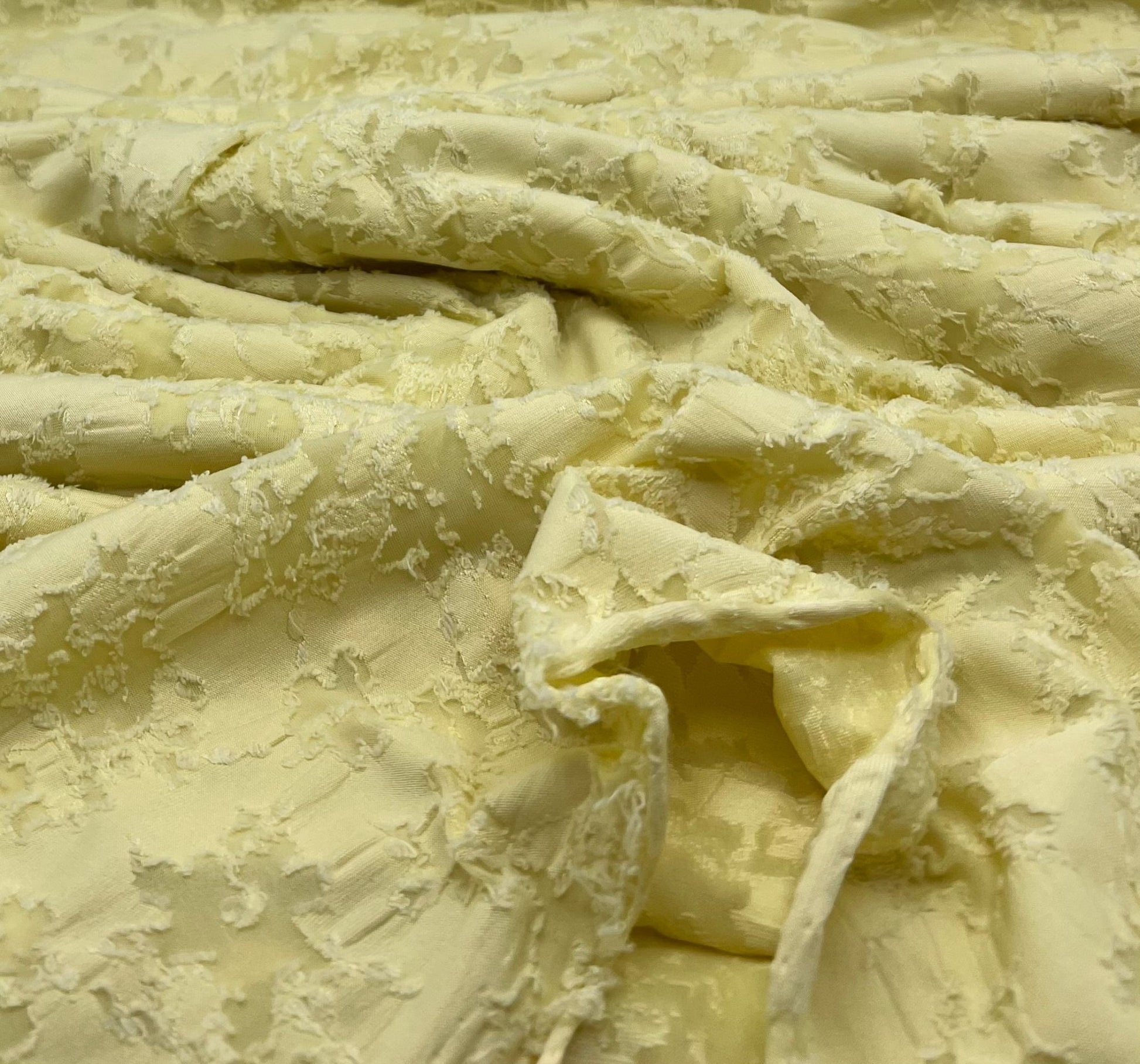 Lemon Burnout Textured Stretch Fabric 2 Way Stretch Fabric - T9 Fabrics