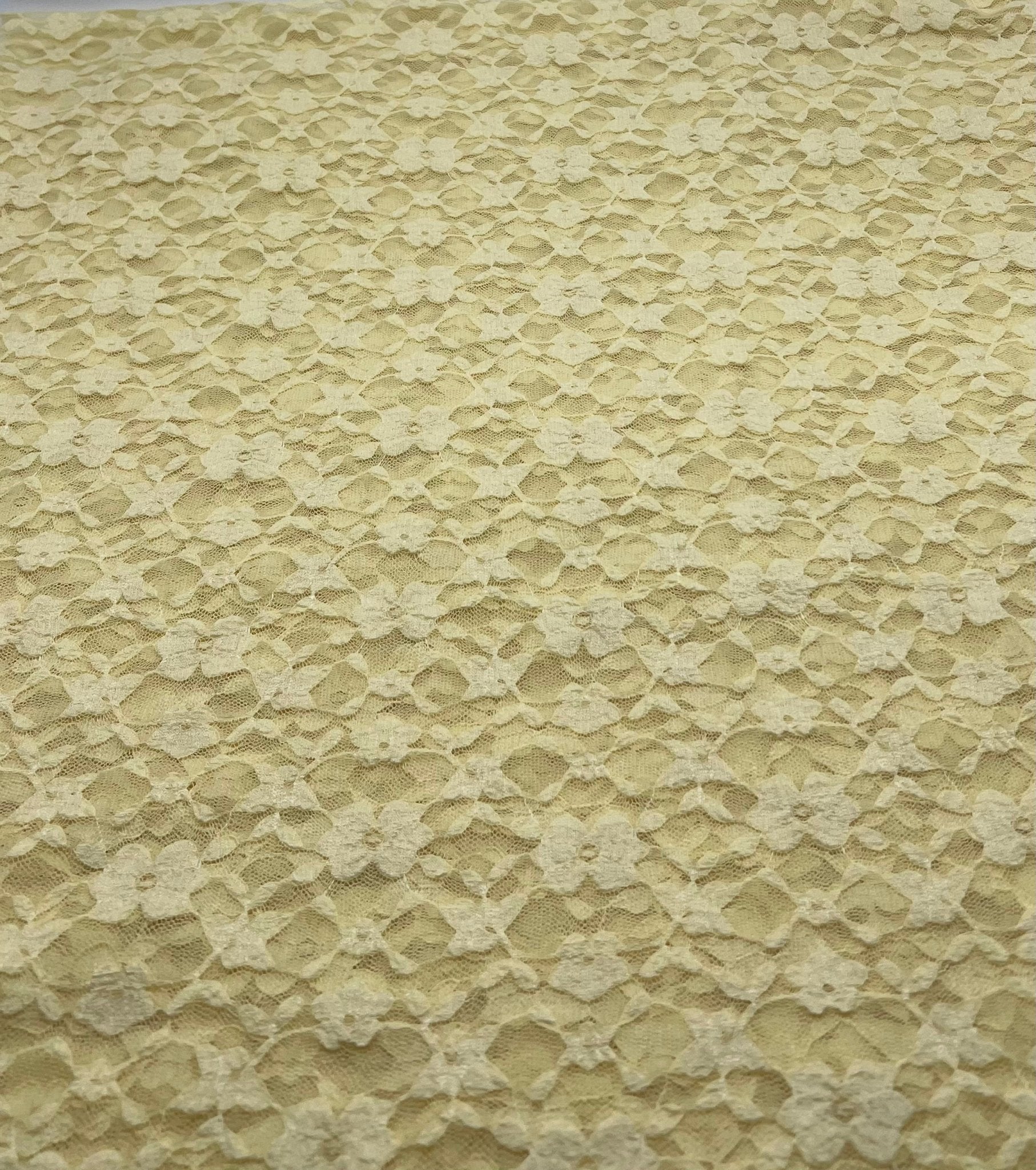 Lemon Floral Lace Fabric Stretch - T9 Fabrics