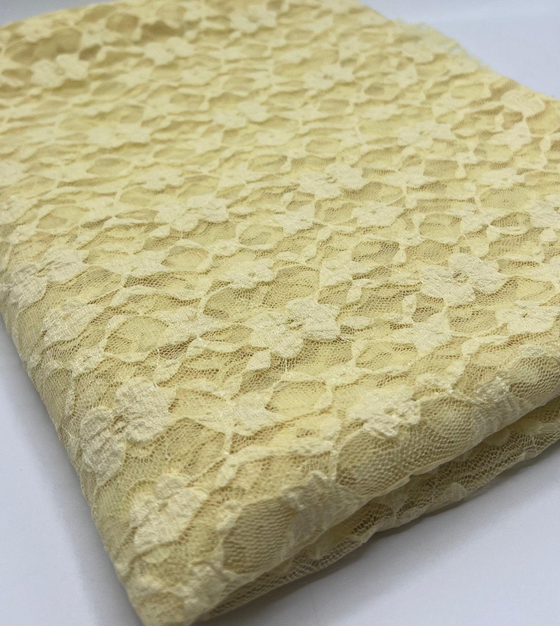 Lemon Floral Lace Fabric Stretch - T9 Fabrics