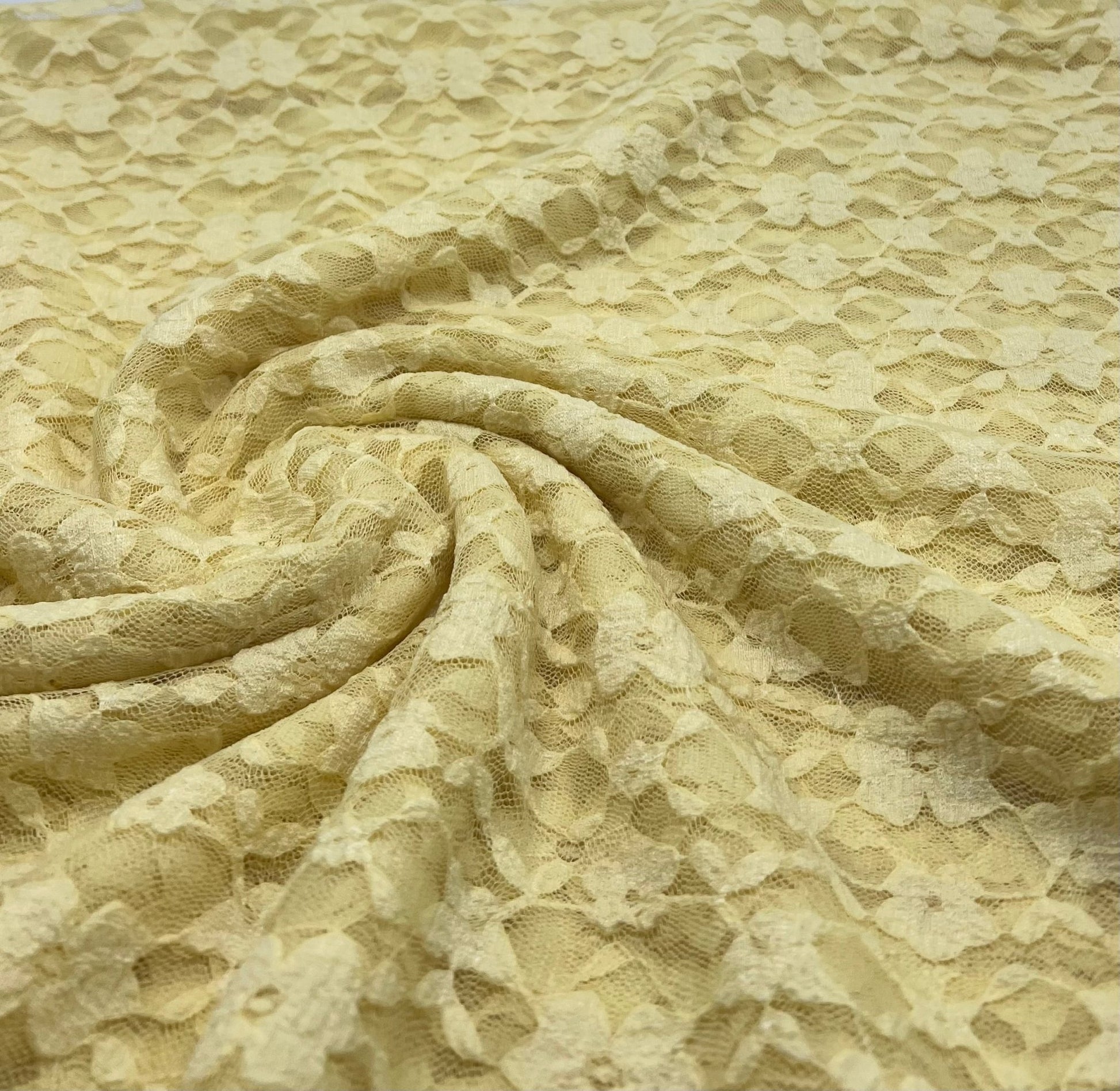 Lemon Floral Lace Fabric Stretch - T9 Fabrics