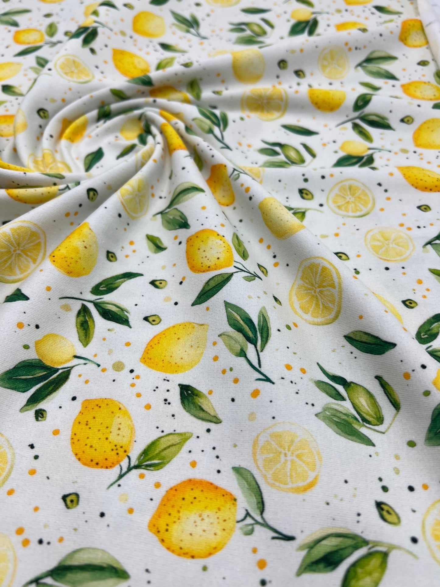 Lemons Print Cotton Stretch Jersey 200 GSM 95/5 Lycra 4 Way Stretch - T9 Fabrics