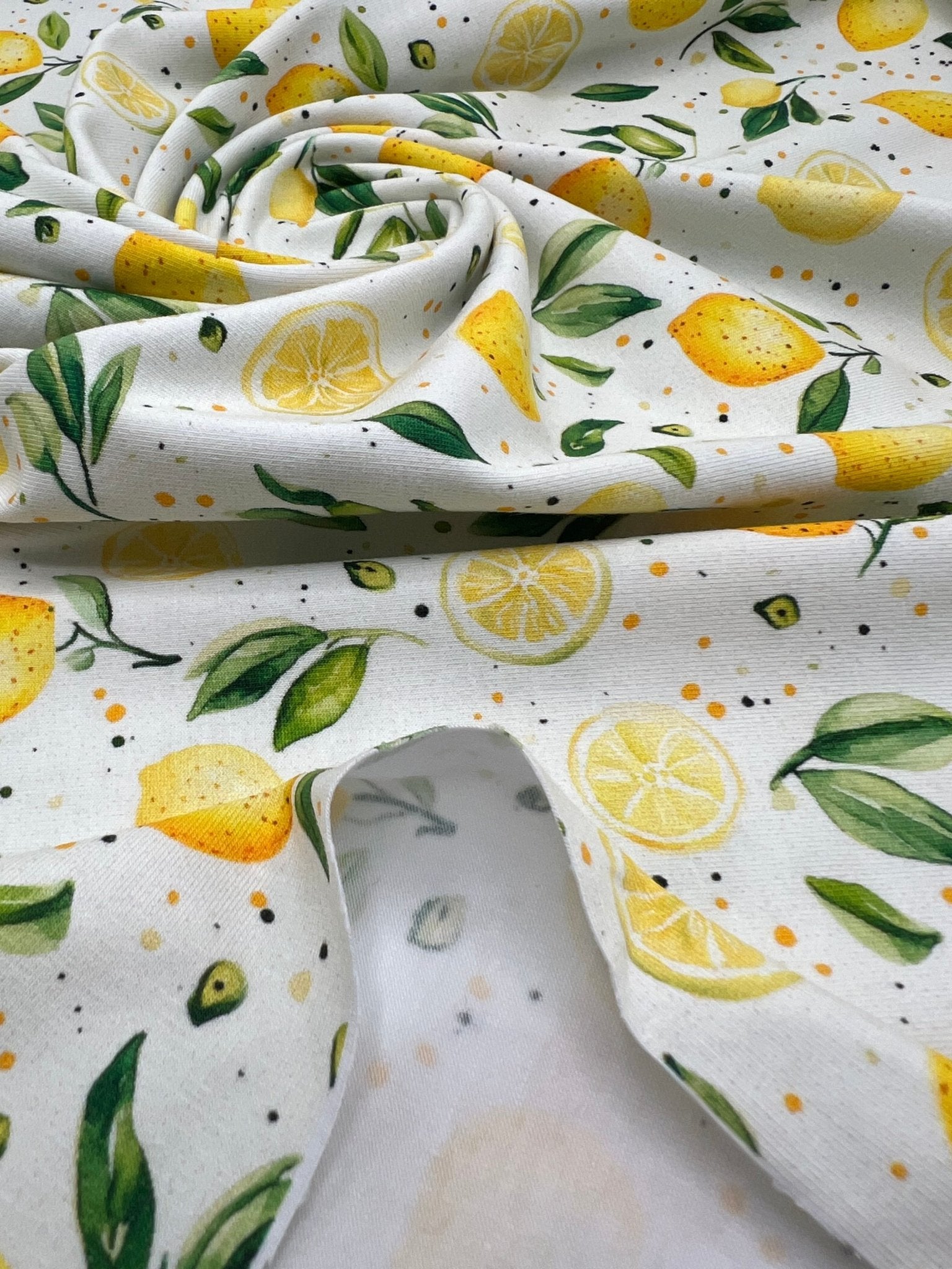 Lemons Print Cotton Stretch Jersey 200 GSM 95/5 Lycra 4 Way Stretch - T9 Fabrics