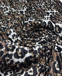 Leopard Brown Black Mix Printed Plisse Fabric - T9 Fabrics