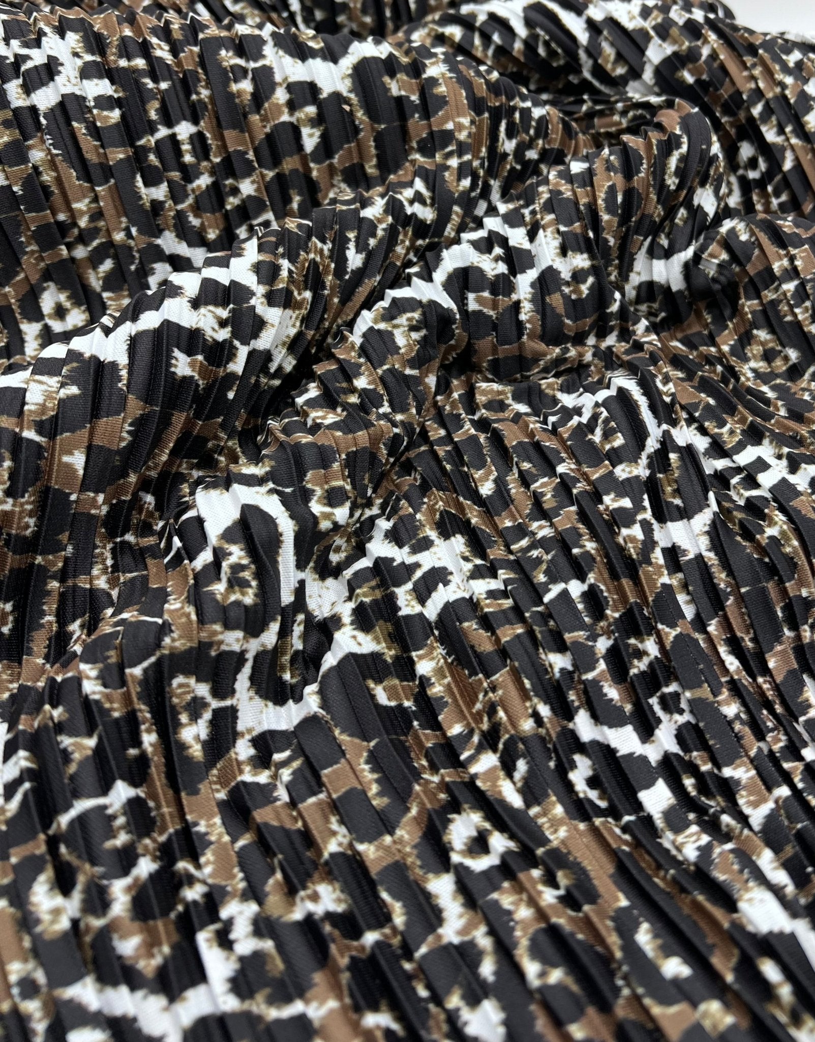 Leopard Brown Black Mix Printed Plisse Fabric - T9 Fabrics