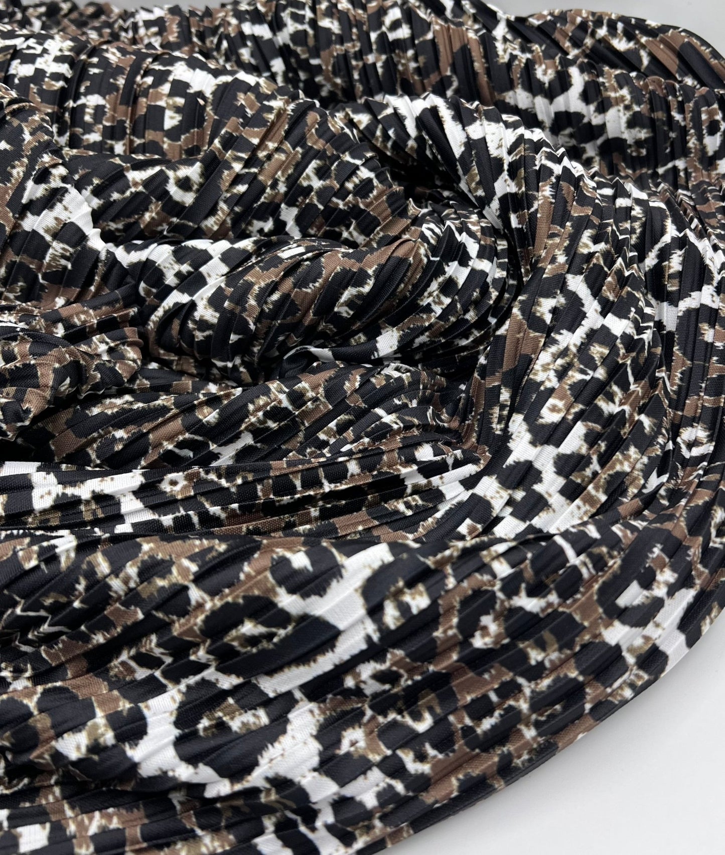 Leopard Brown Black Mix Printed Plisse Fabric - T9 Fabrics