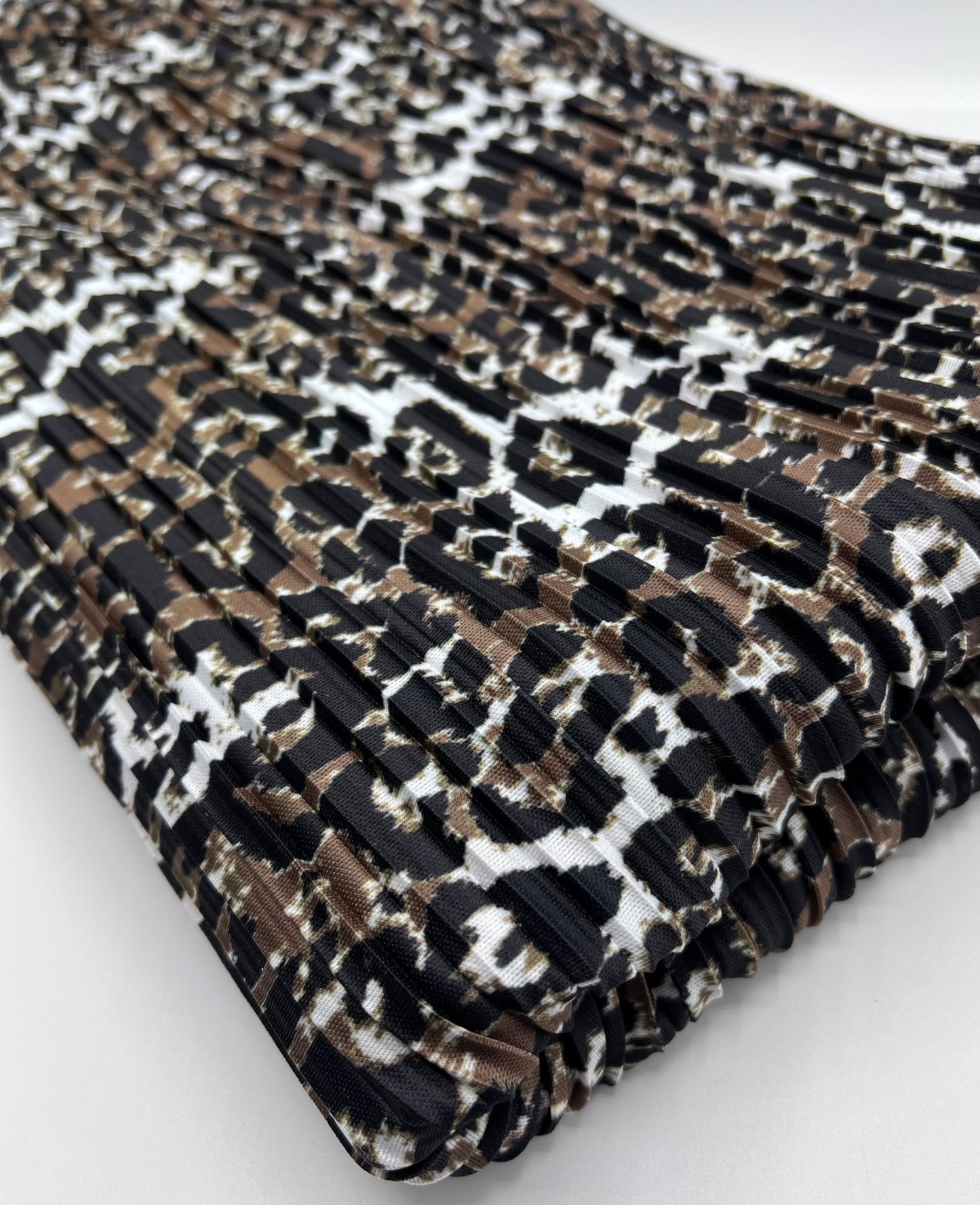 Leopard Brown Black Mix Printed Plisse Fabric - T9 Fabrics