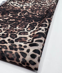 Leopard Brown Mix Mesh Fabric Stretch - T9 Fabrics