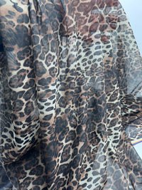 Leopard Brown Mix Mesh Fabric Stretch - T9 Fabrics