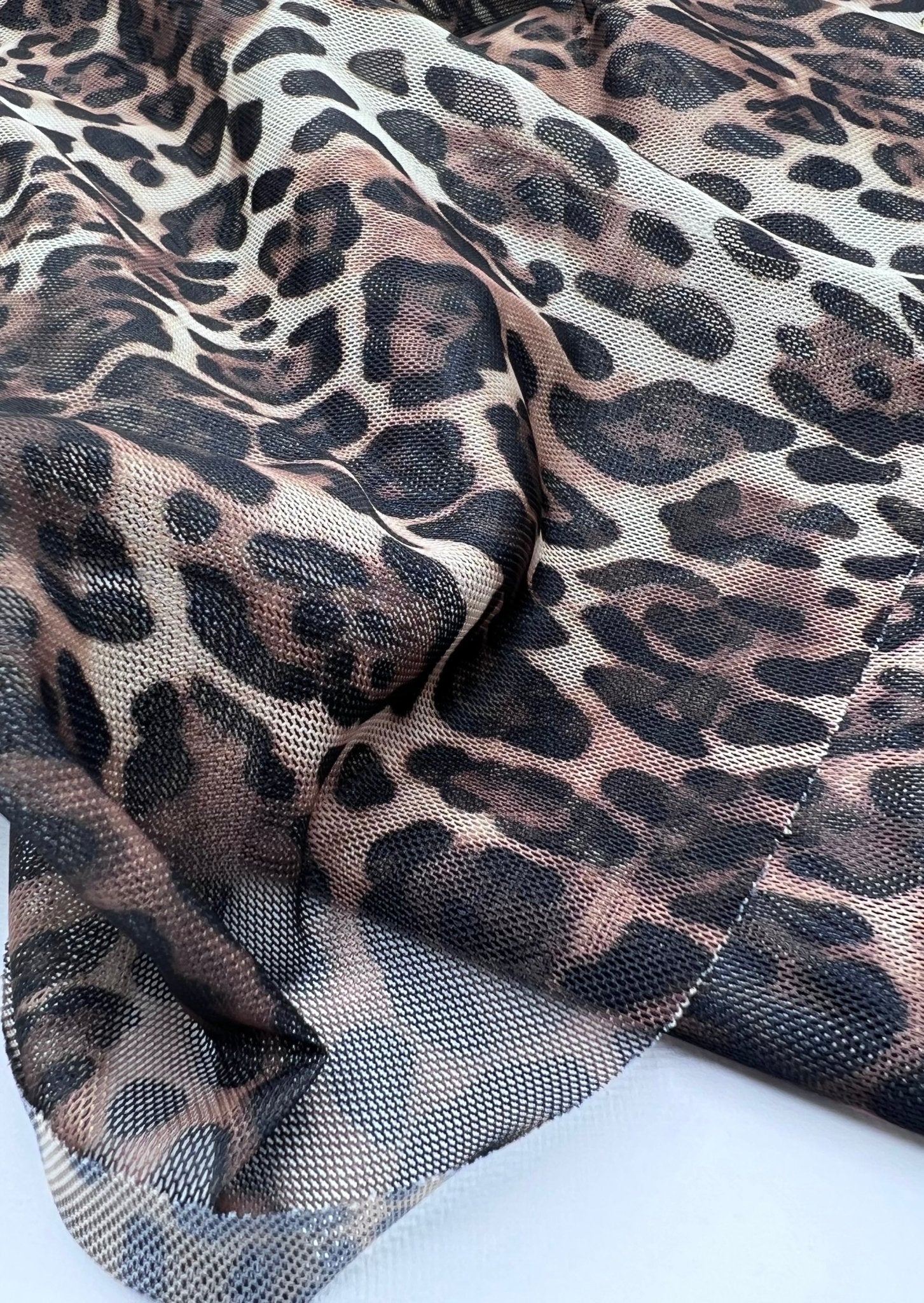 Leopard Brown Mix Mesh Fabric Stretch - T9 Fabrics