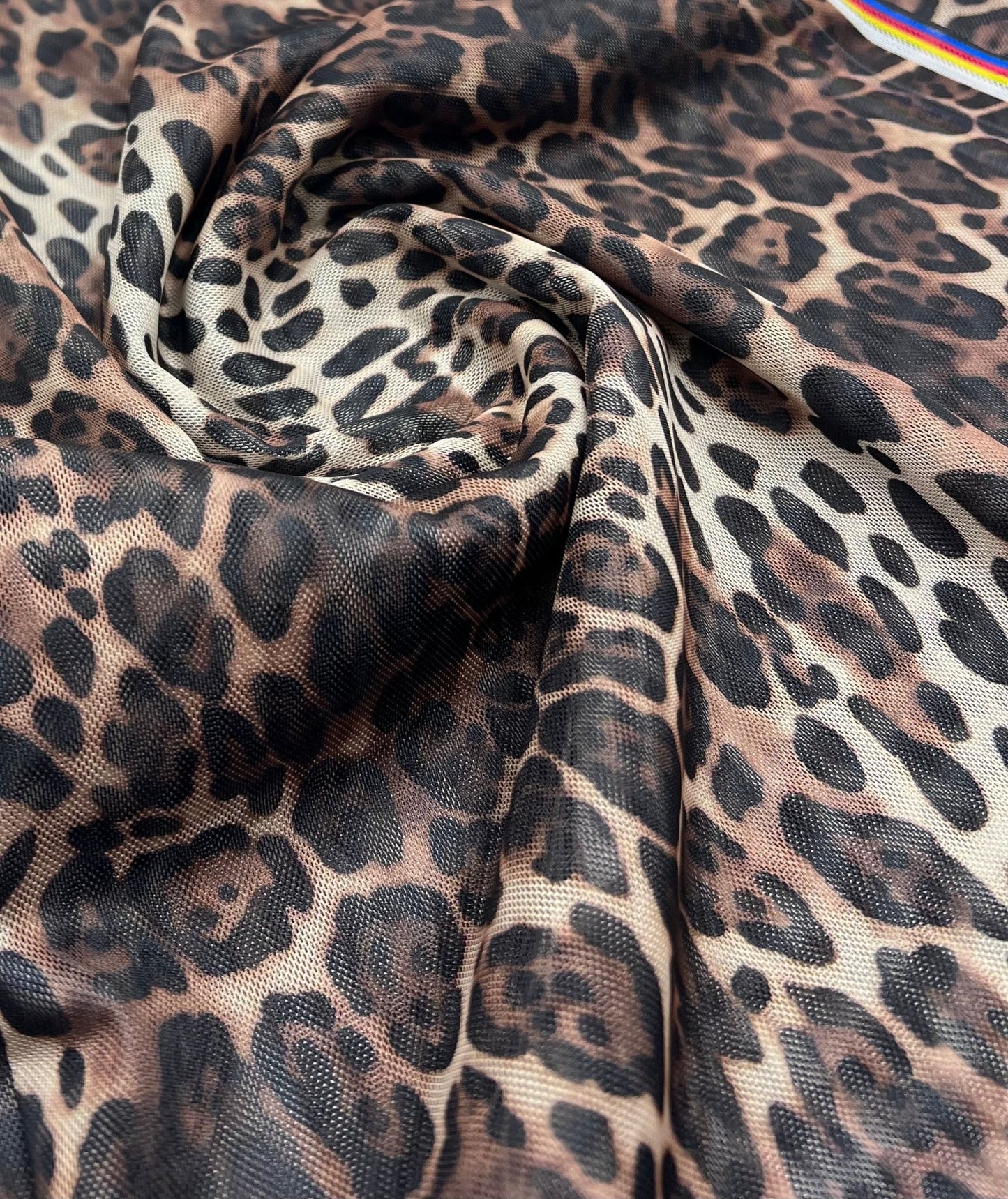 Leopard Brown Mix Mesh Fabric Stretch - T9 Fabrics